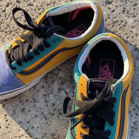 Retro old School multi color vans sz 7 men 8.5 woman shoes - Picture 7 of 8